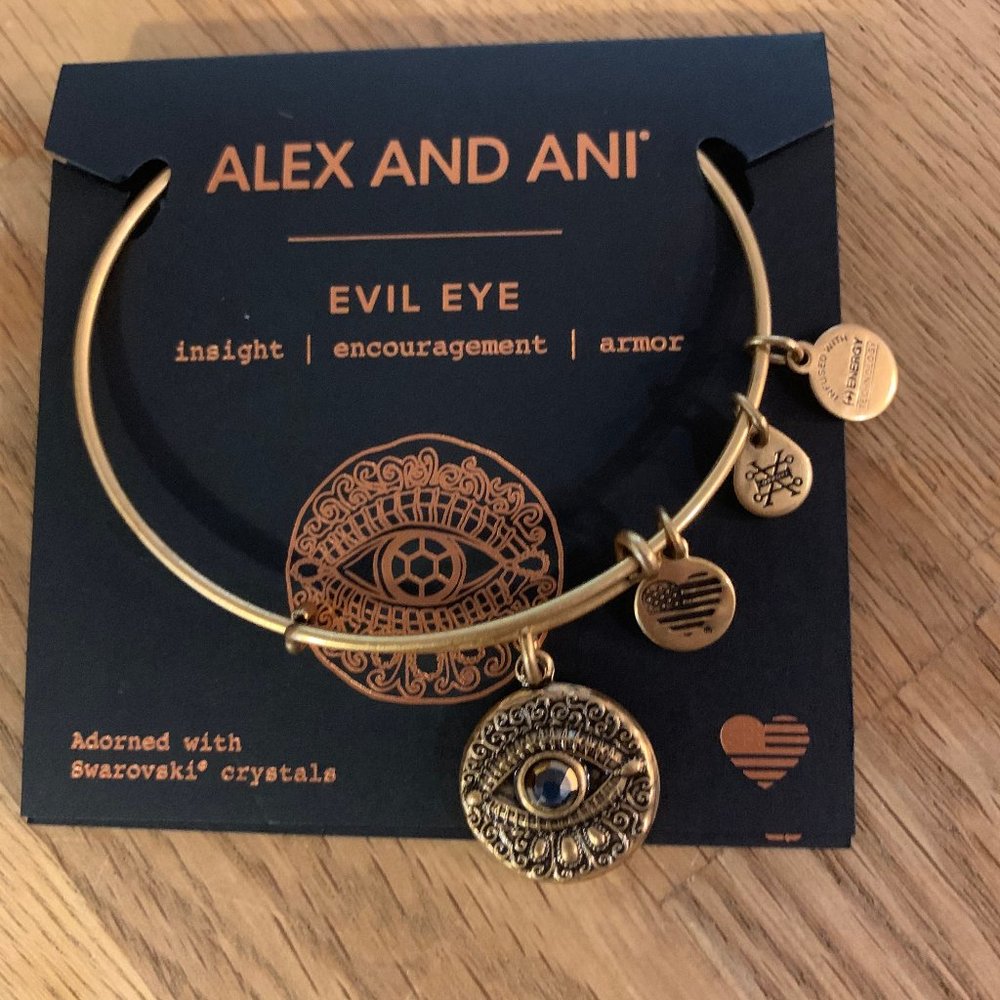 Alex and Ani Evil Eye Charm Bracelet Gold Finish